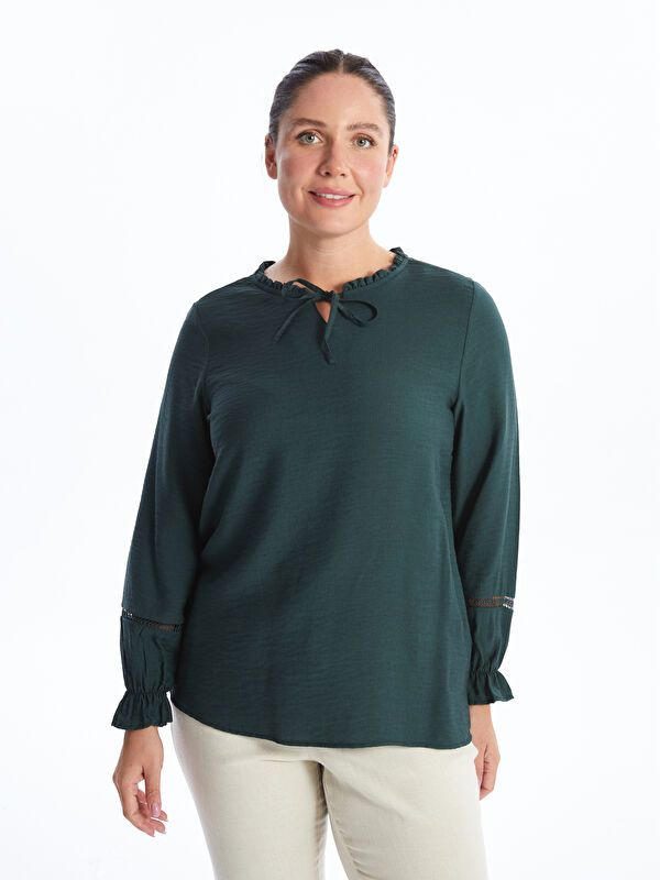 Moudda LC Waikiki - Blouse tissée manches longues Femme Vert foncé - Tunisie 1
