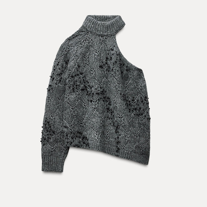 Moudda ZARA - Pull chiné découpé, col perlé - Tunisie 2