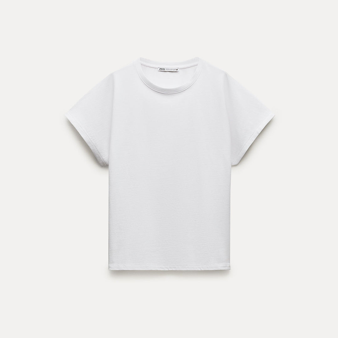 Moudda ZARA - T-shirt haut de gamme, col rond, tombant, en lin - Tunisie 4