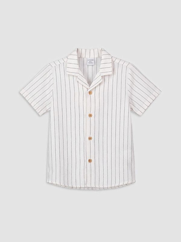 Moudda LC Waikiki - Ensemble manches courtes en tissu pour Garçon couleur Beige clair rayé - Tunisie 2