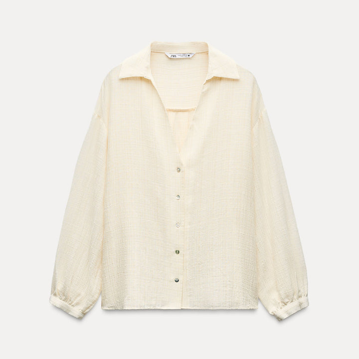 Moudda ZARA - Chemise rustique décolleté plungé, rayure lurex - Tunisie 1