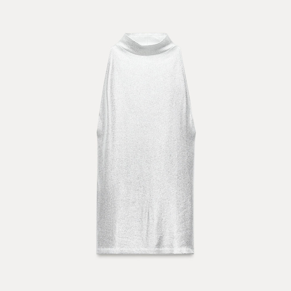 Moudda ZARA - T-shirt col licou effet métallisé côtelé - Tunisie 2