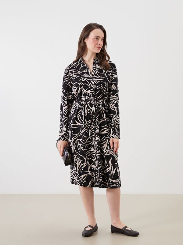 Moudda LC Waikiki - Robe tissée manches longues Femme Imprimé en noir - Tunisie 2