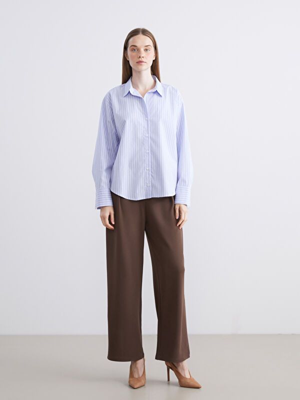 Moudda LC Waikiki - Chemise tissée manches longues Femme Rayures bleues - Tunisie 2