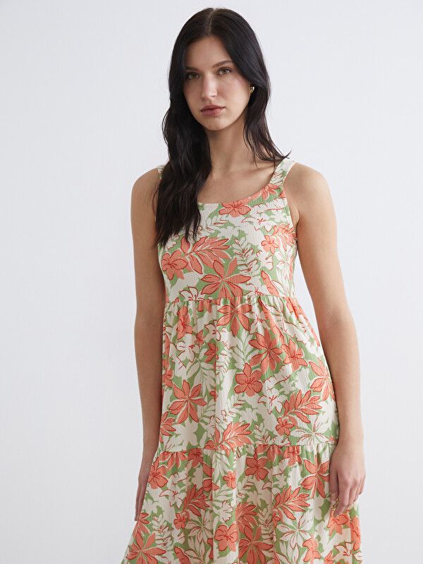 Moudda LC Waikiki - Robe maternité en jersey manches courtes pour Femme couleur Vert kaki imprimé - Tunisie 1