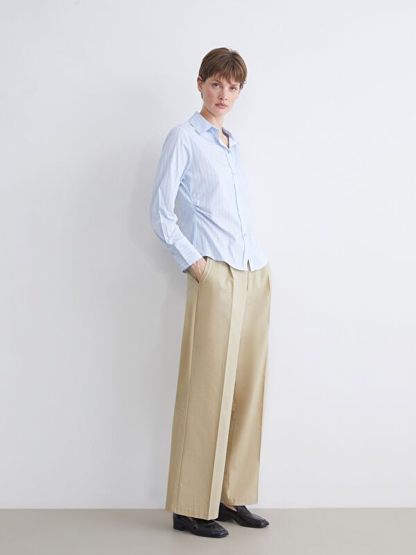 Moudda LC Waikiki - Chemise tissée manches longues Femme Rayures bleues - Tunisie 2