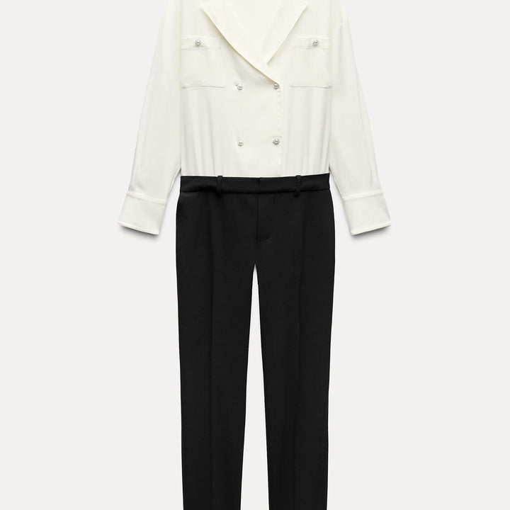 Moudda ZARA - Combinaison combinée chemise satin détail bouton strass - Tunisie 1