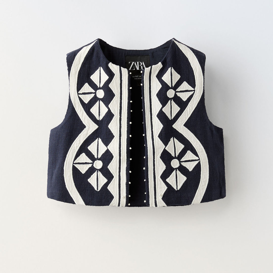 Moudda ZARA - Gilet fille brodé vagues - Tunisie 1