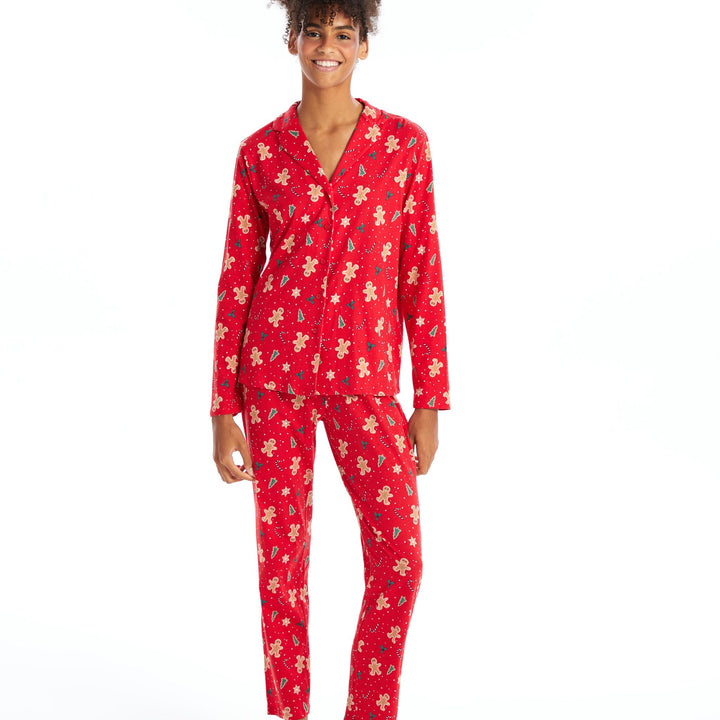 Moudda LC Waikiki - Pyjama en jersey manches longues Femme Impression rouge vif - Tunisie 2