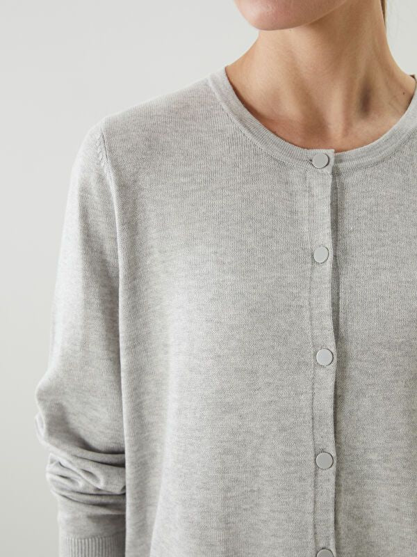 Moudda LC Waikiki - Cardigan fin en tricot Femme Mélange gris clair - Tunisie 3