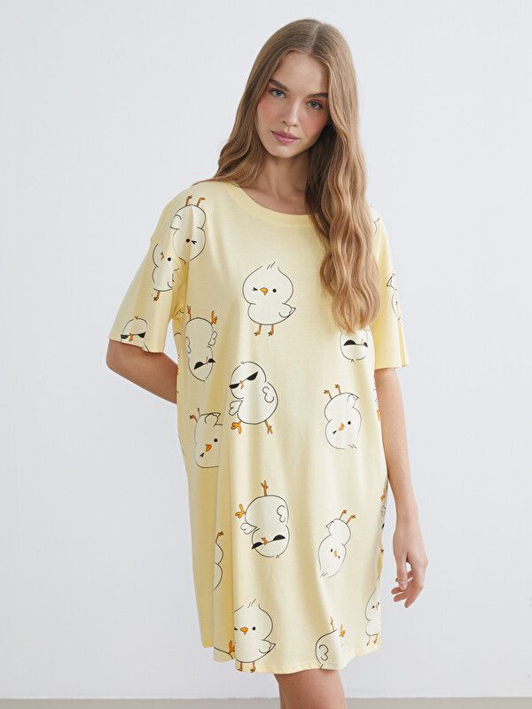 Moudda LC Waikiki - Chemise de nuit pour Femme couleur Jaune clair imprimé - Tunisie 2