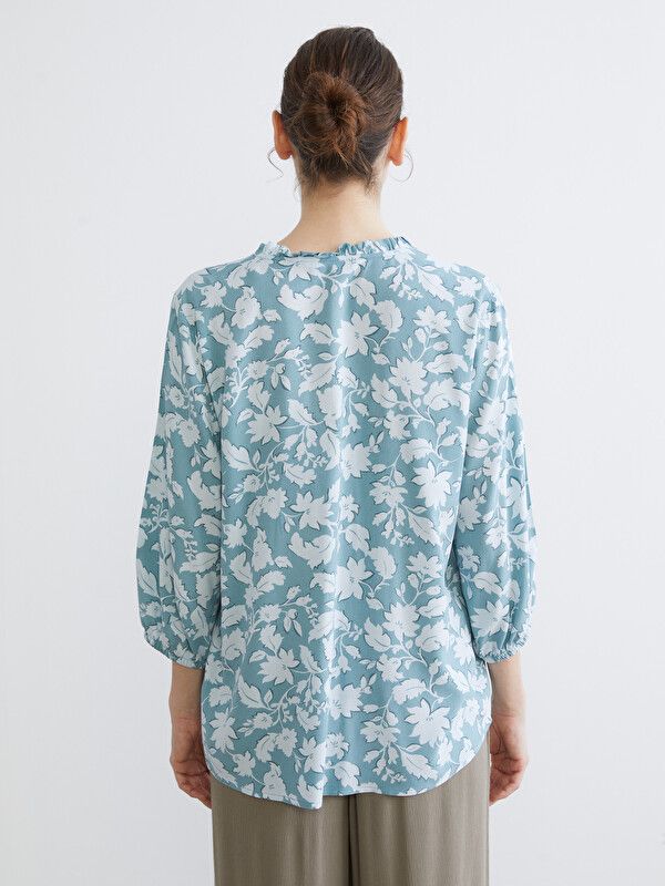 Moudda LC Waikiki - Chemise imprimée manches longues en tissu pour Femme couleur Bleu terne imprimé - Tunisie 4