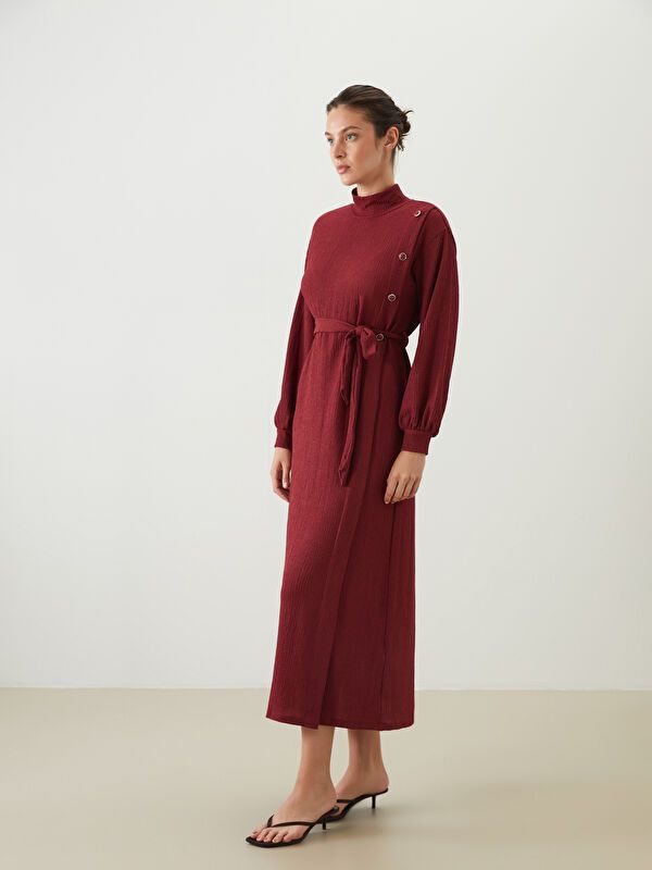 Moudda LC Waikiki - Robe jersey manches longues Femme Bordeaux - Tunisie 2