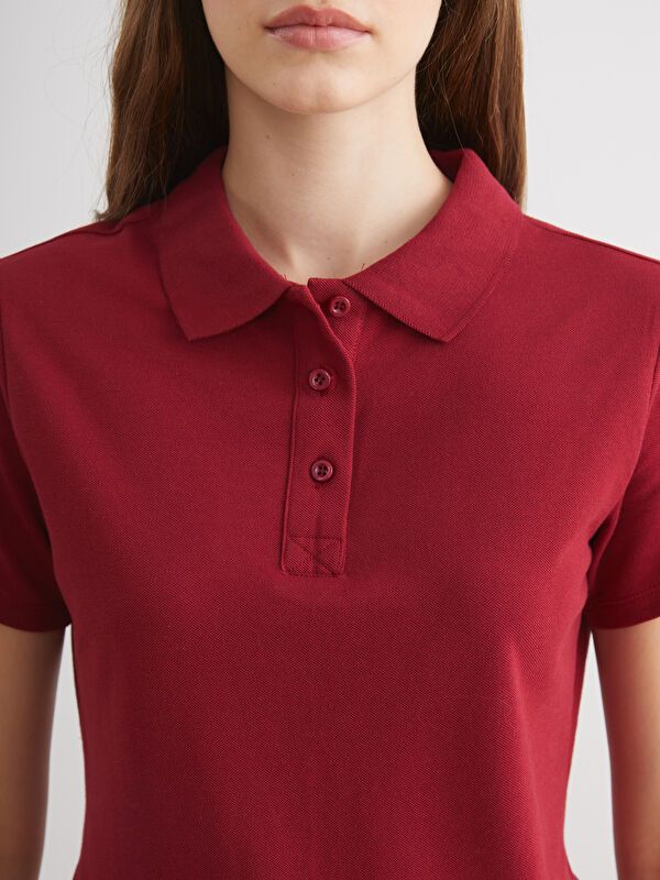 Moudda LC Waikiki - Body jersey manches courtes Femme Bordeaux légers - Tunisie 3