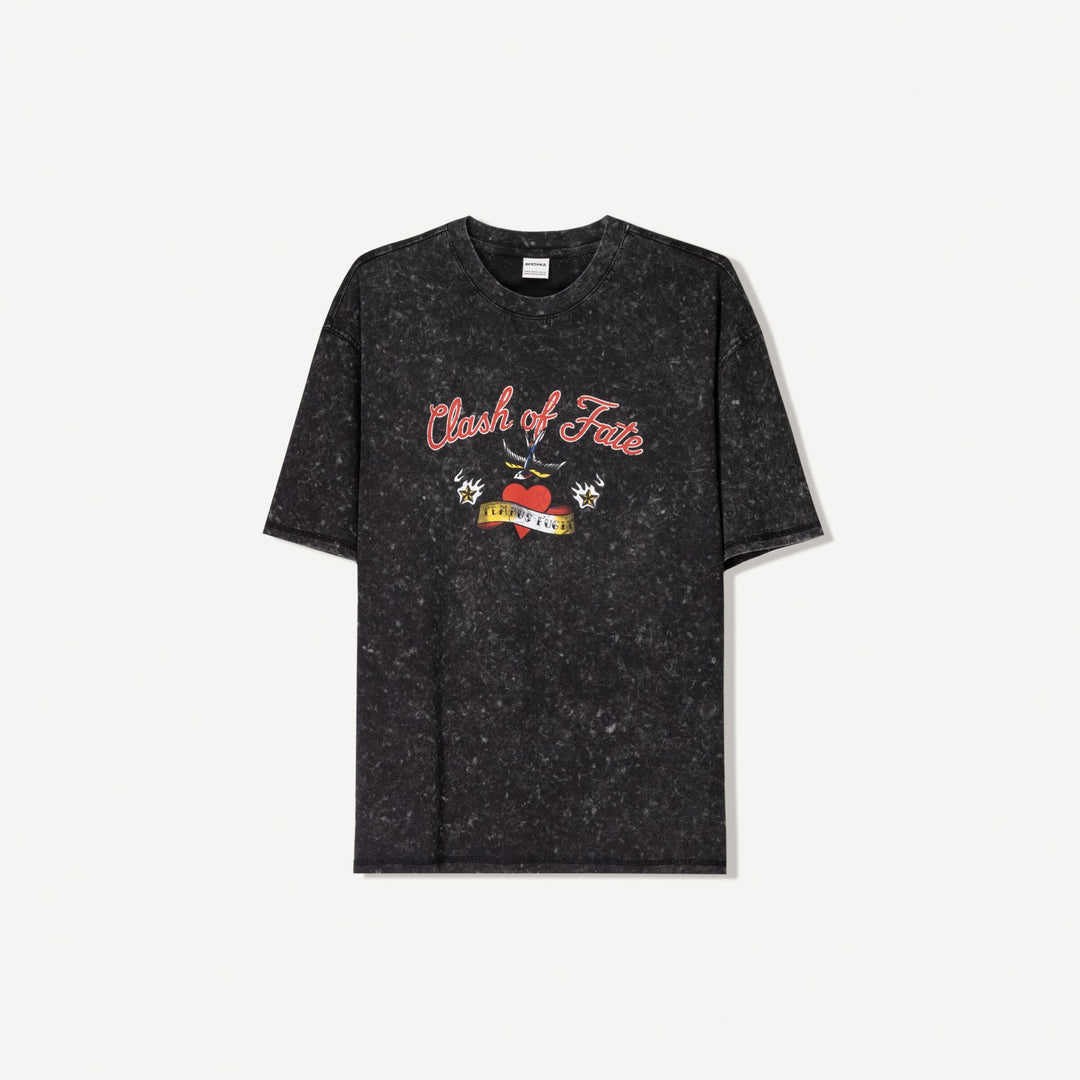 Moudda BERSHKA - T-Shirt Relax Lavée - Imprimé Tatouages - Tunisie 1