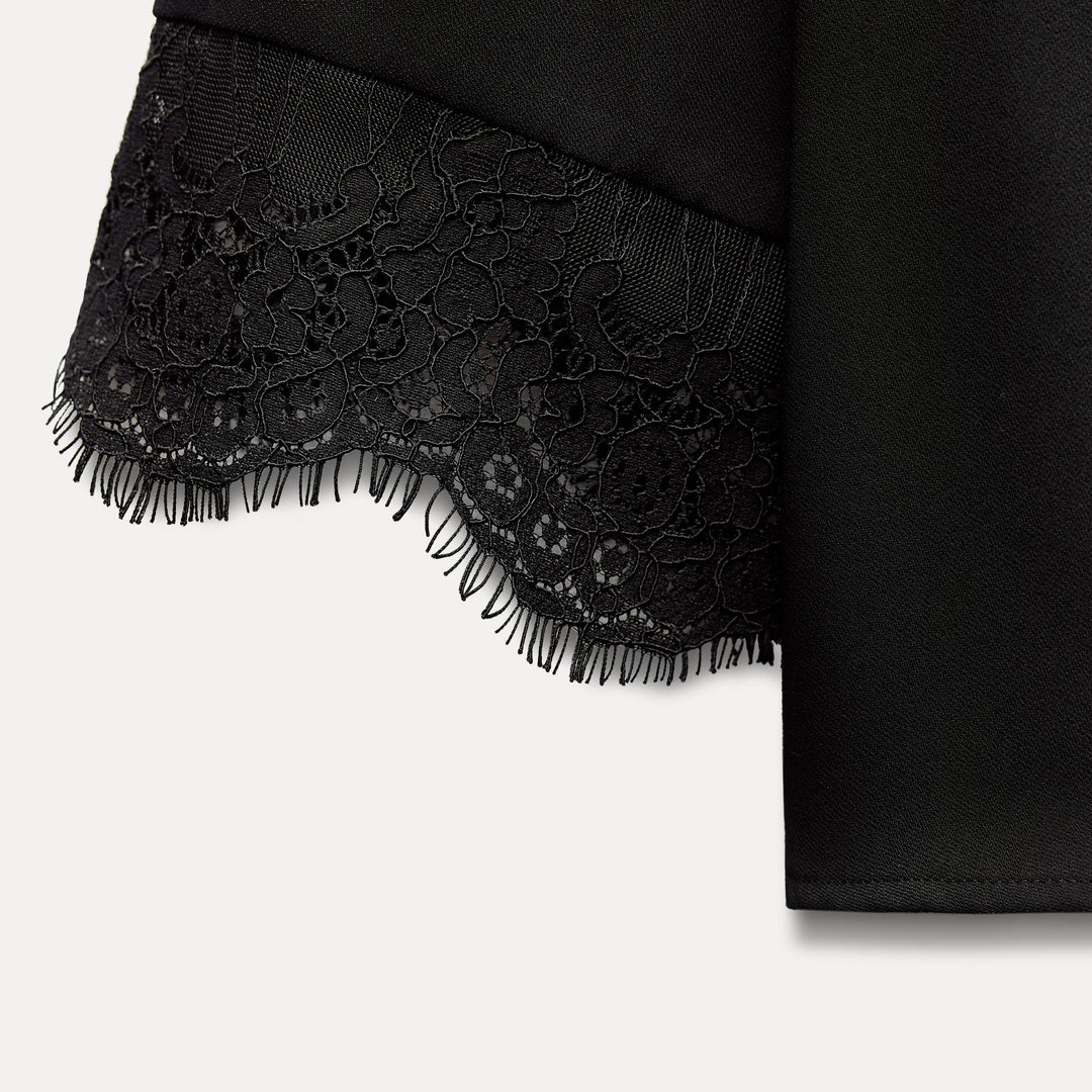 Moudda ZARA - Blouse crêpe manches amples détail dentelle poignet - Tunisie 3