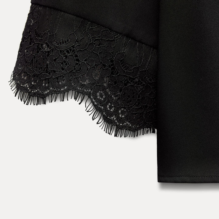 Moudda ZARA - Blouse crêpe manches amples détail dentelle poignet - Tunisie 3