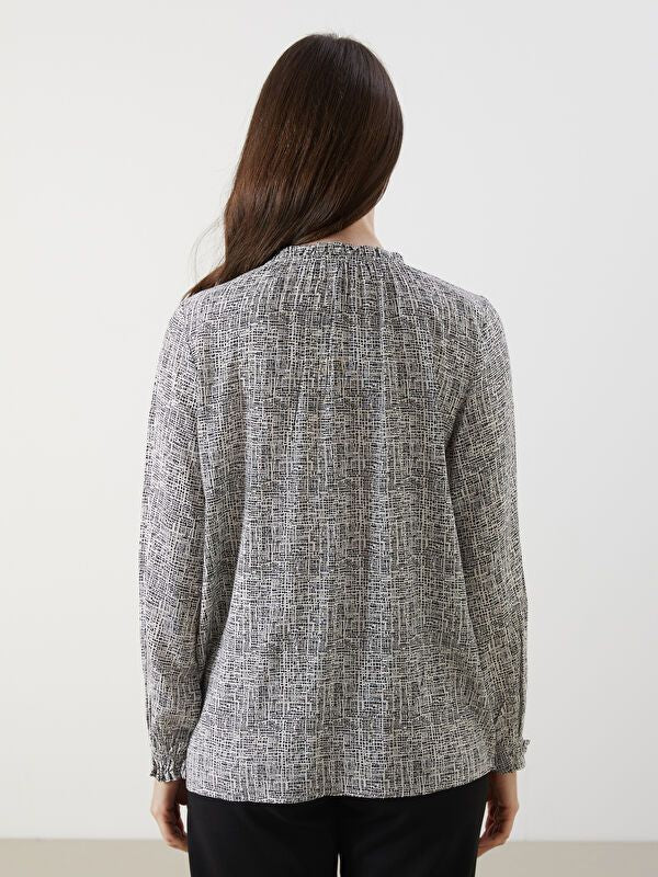 Moudda LC Waikiki - Blouse tissée imprimée manches longues Femme Imprimé beige - Tunisie 4