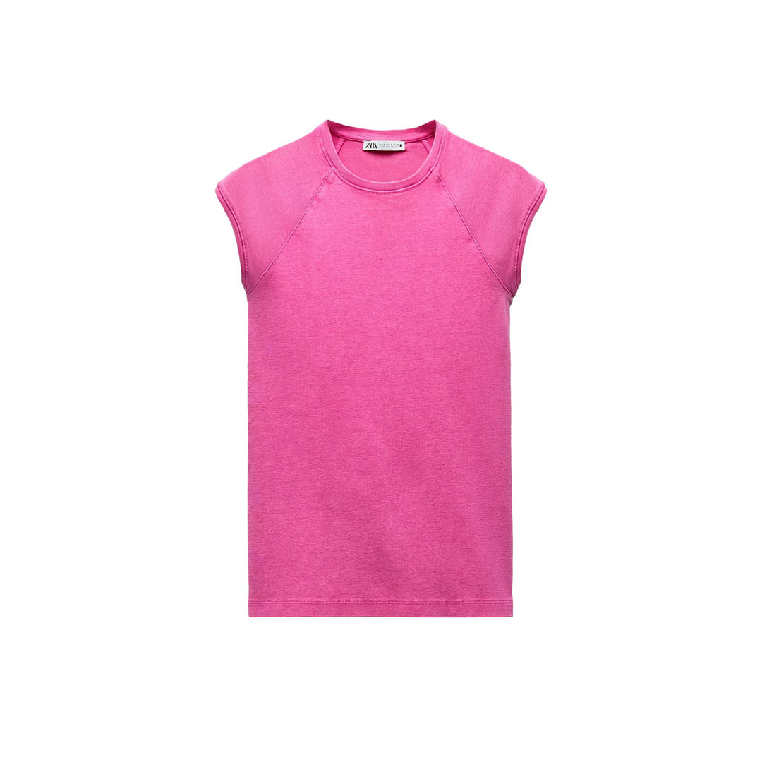 Moudda ZARA - T-shirt Coton Lavé Manches Courtes Raglan - Tunisie 3