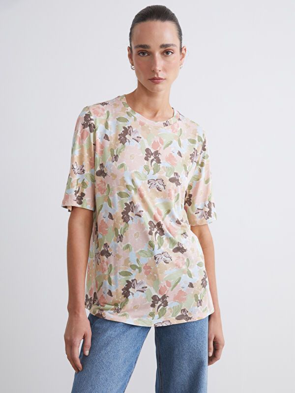 Moudda LC Waikiki - Body jersey manches courtes Femme Imprimé mélange - Tunisie 1