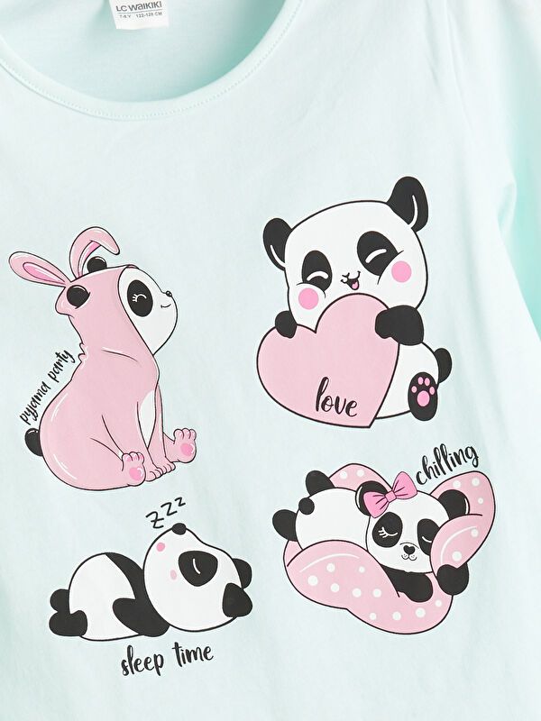 Moudda LC Waikiki - Pyjama en jersey manches longues moyen Fille Bleu aqua pâle - Tunisie 3