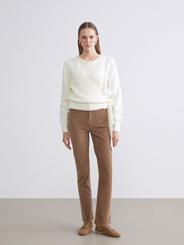 Moudda LC Waikiki - Pantalon épais en tissu couleur Marron clair pour femmes - Tunisie 1