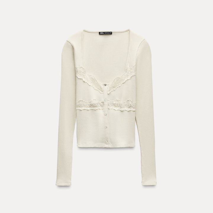 Moudda ZARA - Top Féminin Bimatière Dentelle et Boutons - Tunisie 2