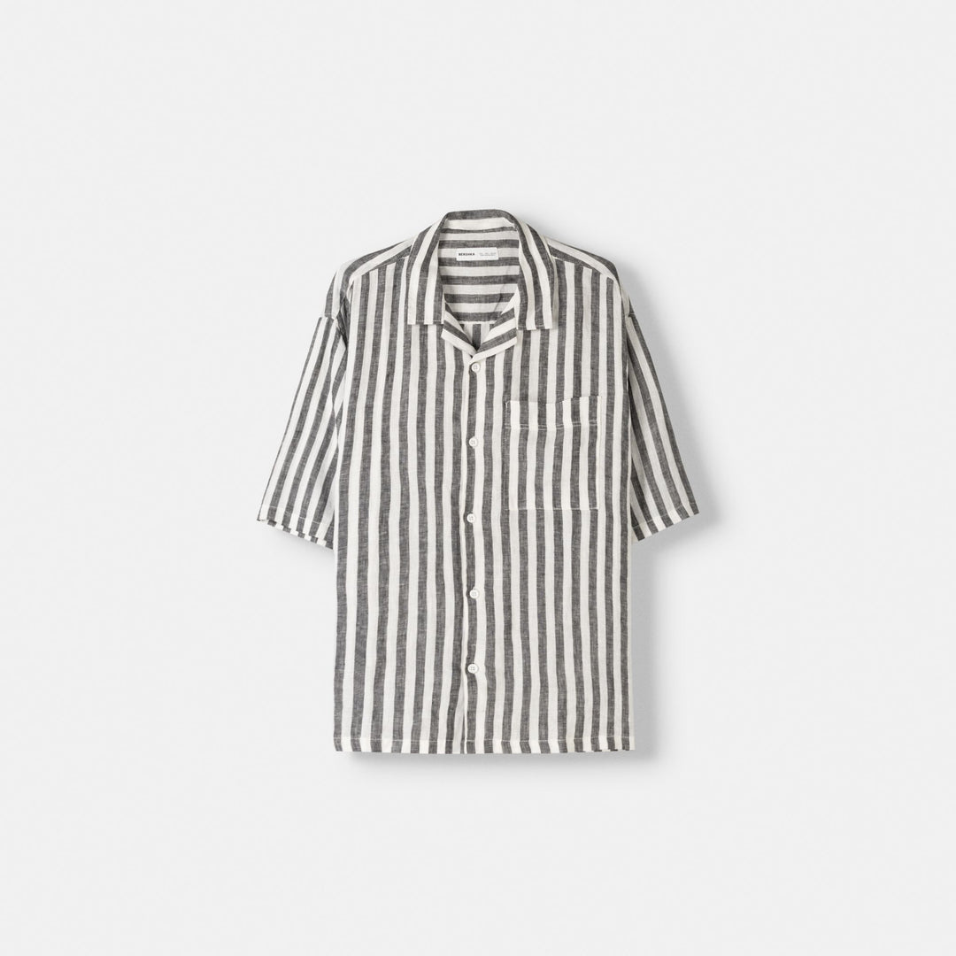 Moudda BERSHKA - Chemise Relax en Lin Manches Courtes - Tunisie 1