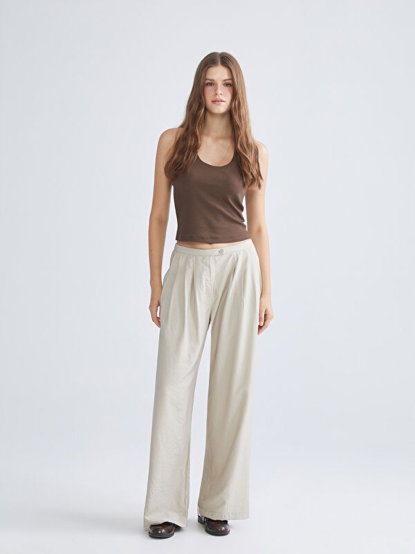 Moudda LC Waikiki - Pantalon tissé fin Femme Beige - Tunisie 1