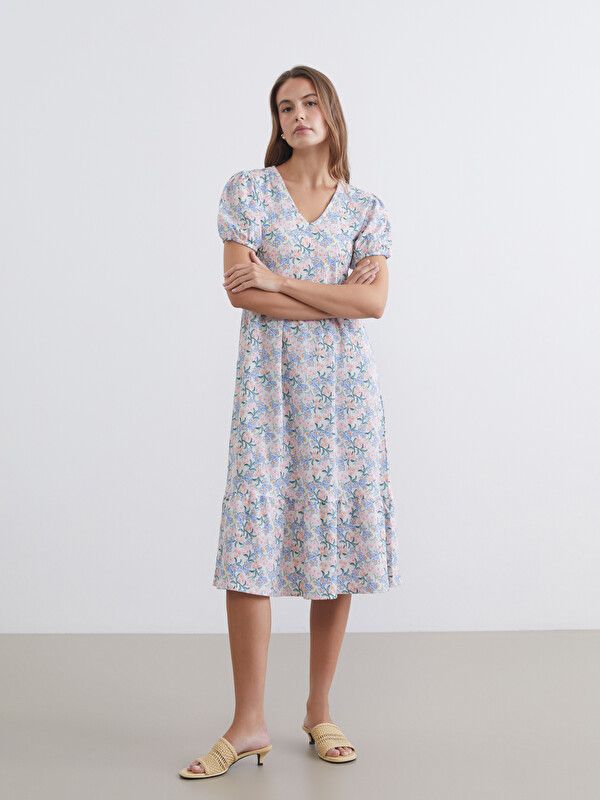 Moudda LC Waikiki - Robe maternité en jersey manches courtes pour Femme couleur Imprimé mixte - Tunisie 1