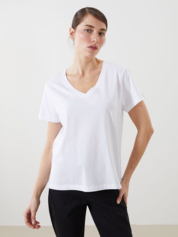 Moudda LC Waikiki - Body jersey manches courtes Femme Buxe blanc - Tunisie 1
