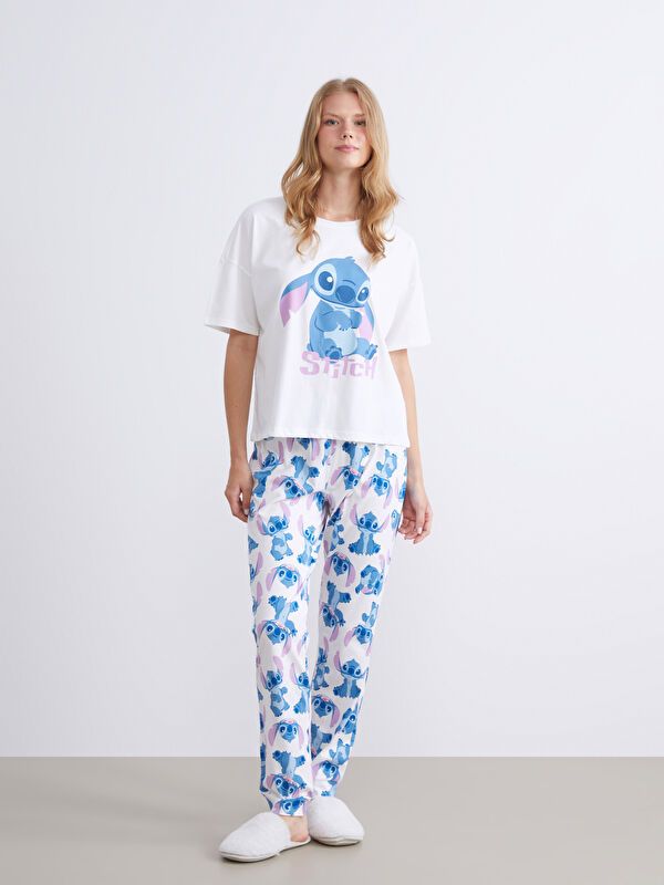 Moudda LC Waikiki - Pyjama manches courtes Femme Imprimé écru - Tunisie 1