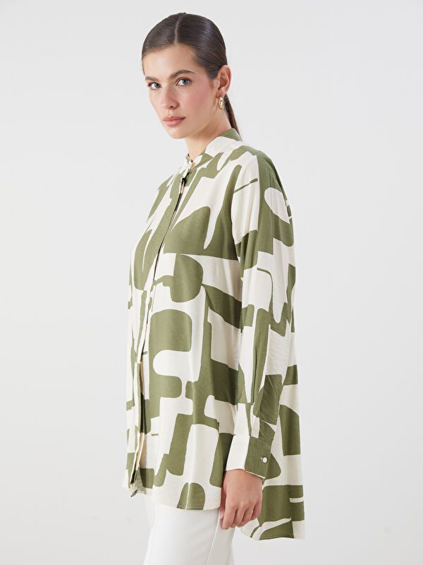 Moudda LC Waikiki - Tunique tissée imprimée manches longues Femme Imprimé vert - Tunisie 1