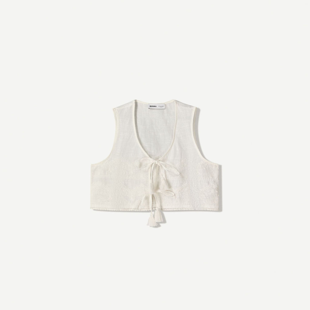 Moudda BERSHKA - Gilet Crop - Broderie & Nœud - Tunisie 1