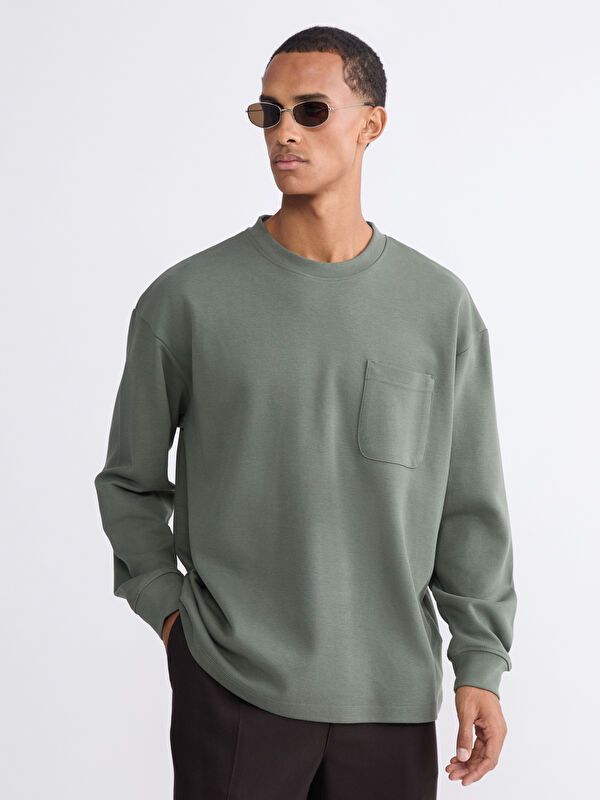 Moudda LC Waikiki - Sweatshirt en jersey couleur Vert terne pour hommes - Tunisie 1