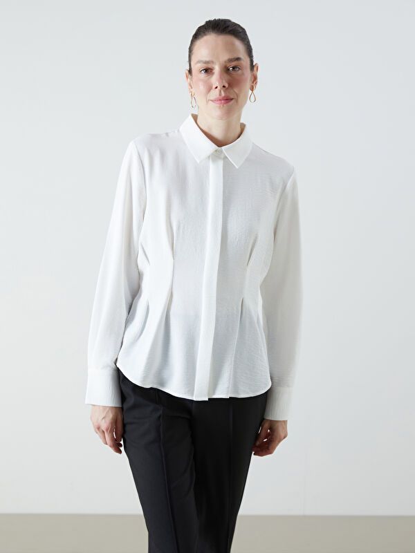 Moudda LC Waikiki - Chemise tissée manches longues Femme Buxe blanc - Tunisie 1