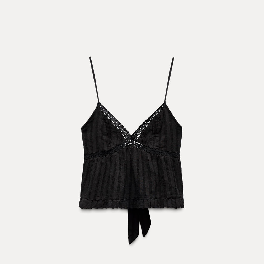 Moudda ZARA - Haut coton encolure en V, broderie, nœud dos - Tunisie 2