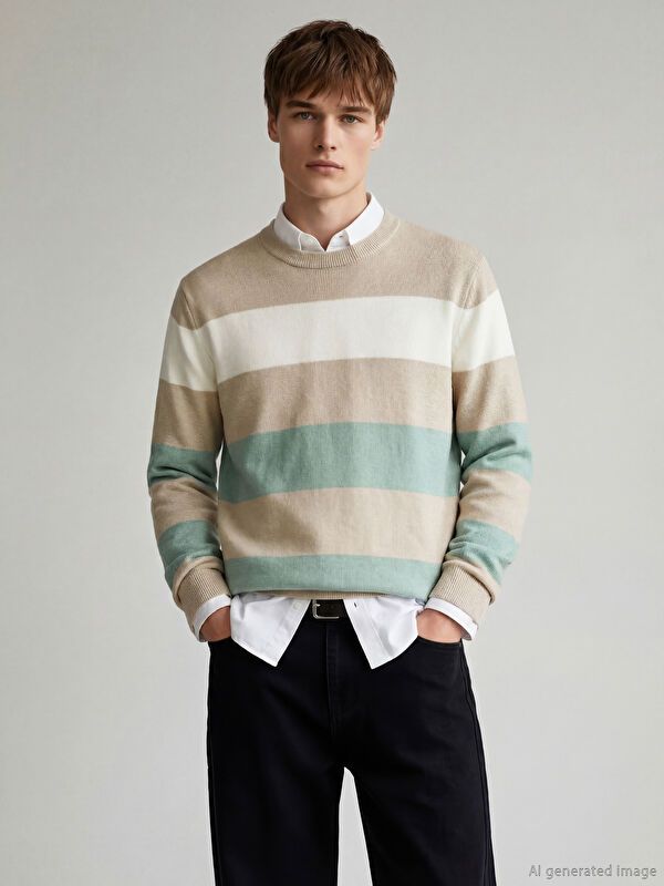Moudda LC Waikiki - Pull rayé en tricot pour Homme - Tunisie 4