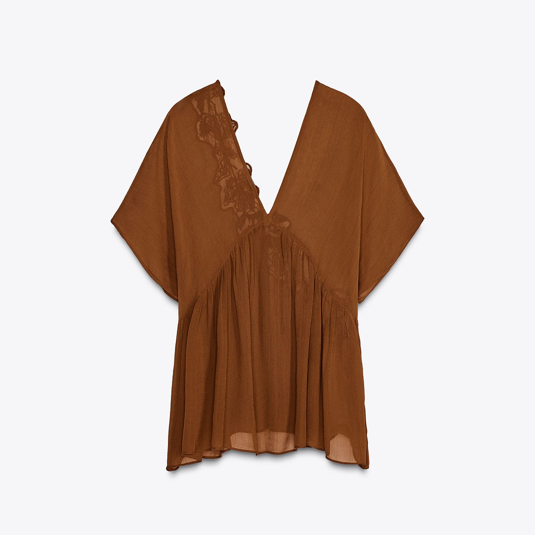 Moudda ZARA - Top Courte - Col Piqué, Broderie & Perles - Tunisie 2