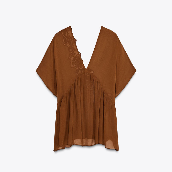 Moudda ZARA - Top Courte - Col Piqué, Broderie & Perles - Tunisie 2