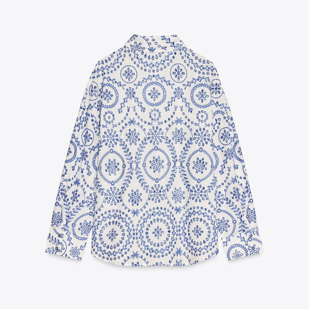 Moudda ZARA - Chemise - Broderie Bleu/Blanc - Tunisie 2