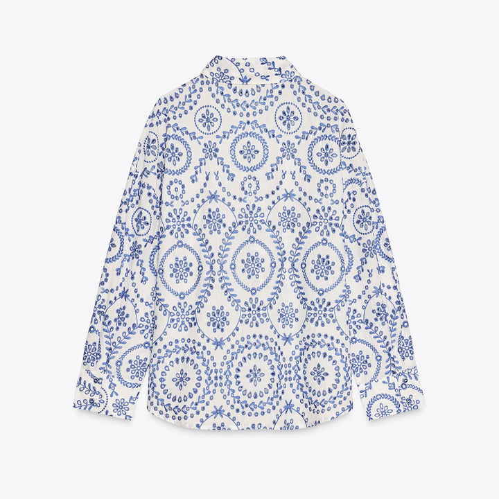 Moudda ZARA - Chemise - Broderie Bleu/Blanc - Tunisie 2