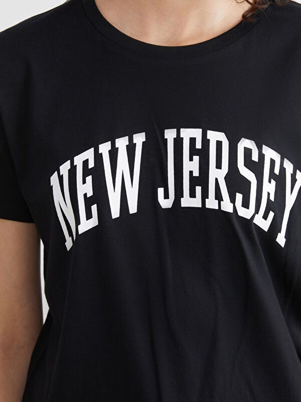 Moudda LC Waikiki - Body imprimé en jersey manches courtes Femme Noir - Tunisie 3