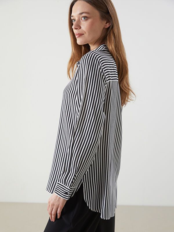 Moudda LC Waikiki - Chemise tissée manches longues Femme Rayures noires - Tunisie 1