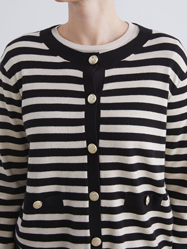 Moudda LC Waikiki - Cardigan tricot maternité Femme Rayures noires - Tunisie 3