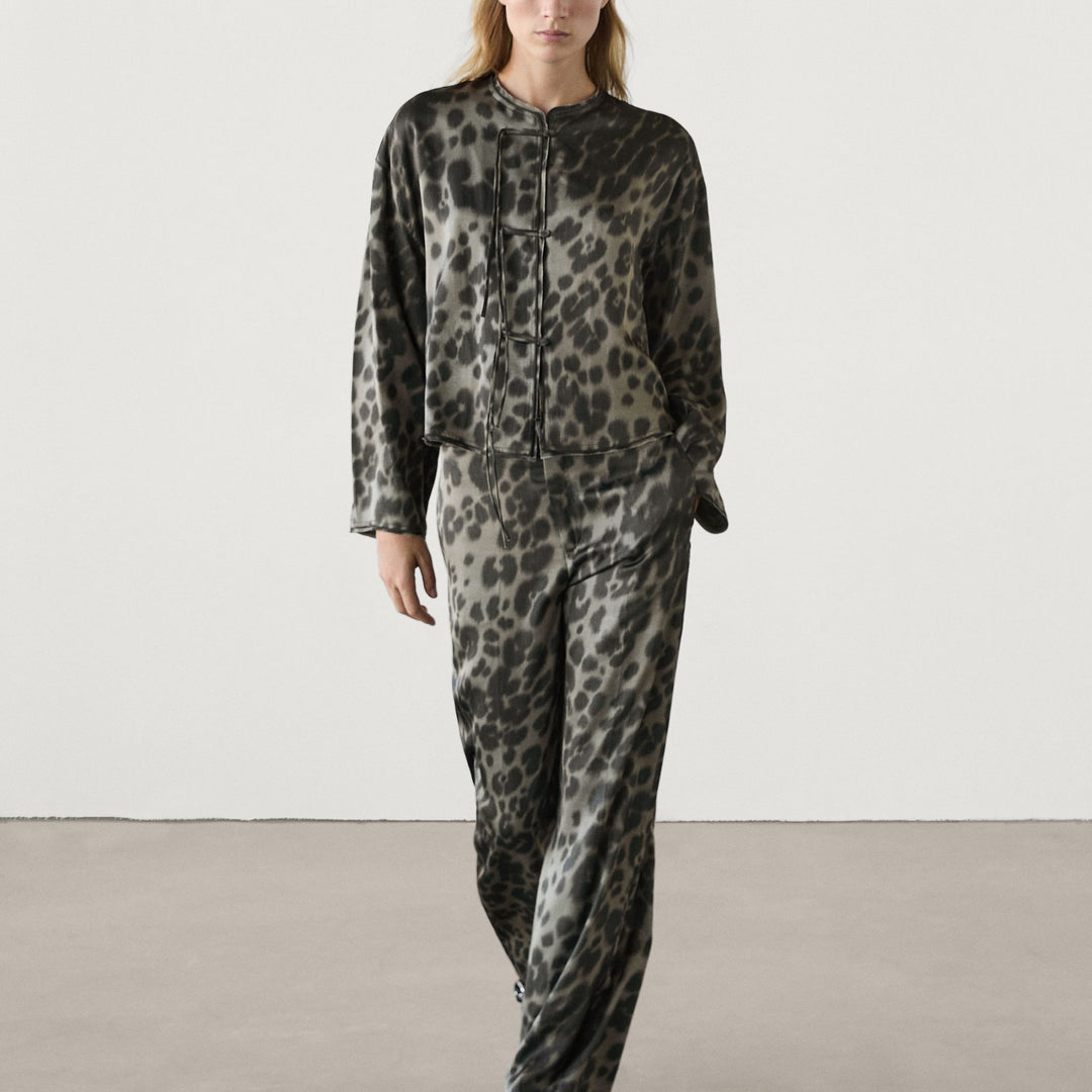 Moudda Massimo Dutti - Pantalon coordonné vert léopard - Tunisie 7