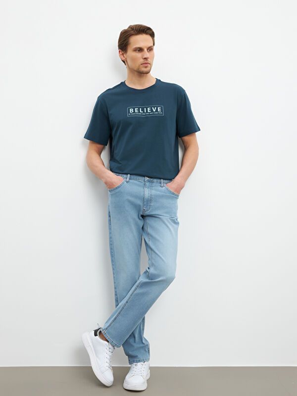 Moudda LC Waikiki - Pantalon jean tissé basique Homme Canne indigo clair - Tunisie 1