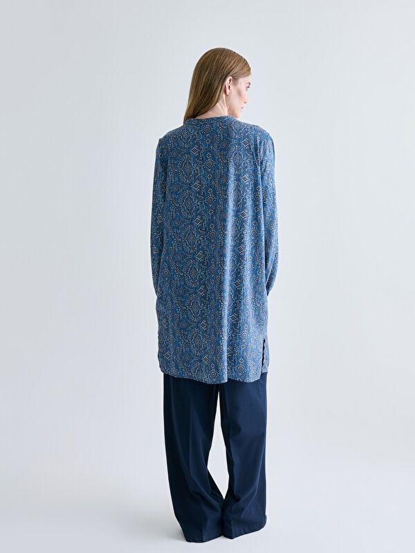 Moudda LC Waikiki - Tunique tissée imprimée manches longues Femme Imprimé à l'indigo - Tunisie 4