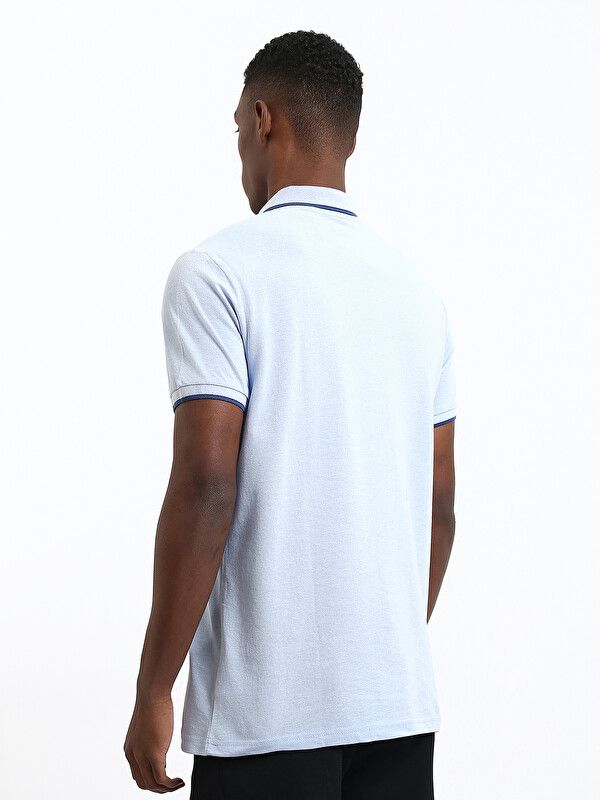 Moudda LC Waikiki - T-shirt col polo basique manches courtes en jersey pour Homme couleur Bleu mélangé - Tunisie 5