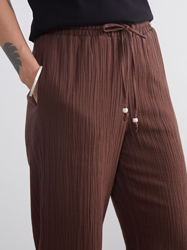 Moudda LC Waikiki - Pantalon tissé fin Femme Brun chocolat - Tunisie 3